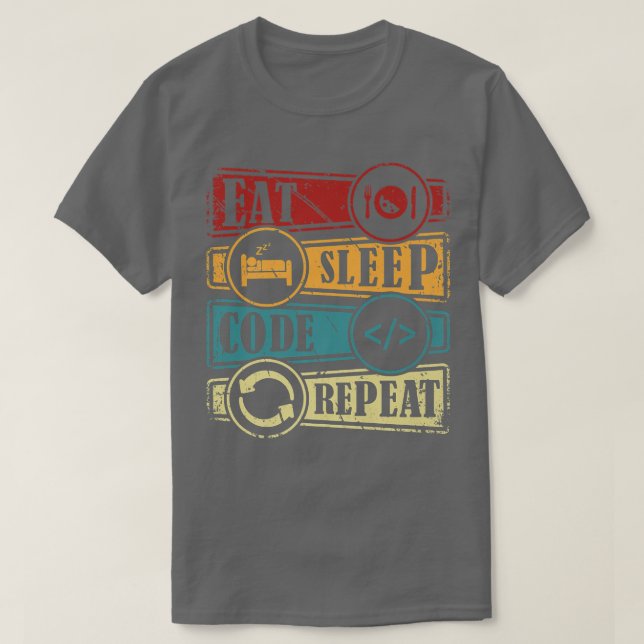 Camiseta Programming Computer Science Programmer Eat Code S (Frente do Design)