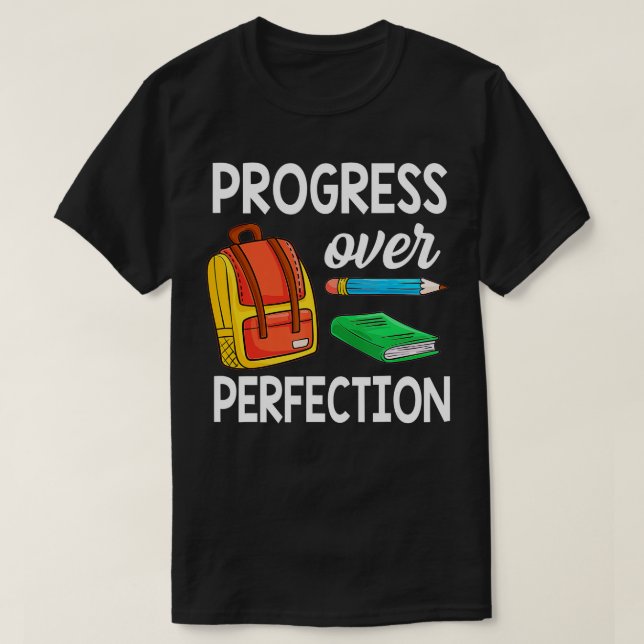 Camiseta Progress Over Motivational Teacher  (66)  (Frente do Design)