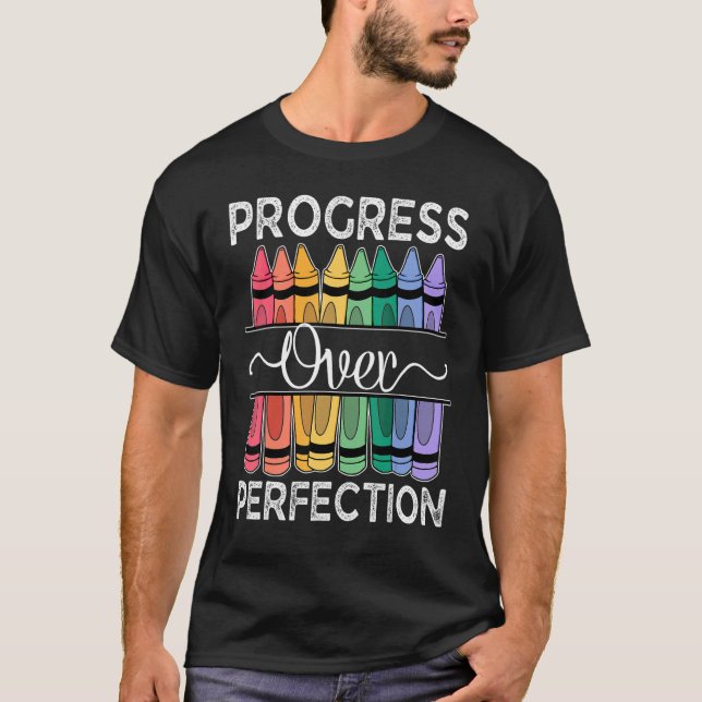 Camiseta Progresso Em Relação À Perfeição De Volta Do Profe (Frente)