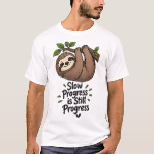 Camiseta Progresso Lento Ainda é Progresso Preguiça Fofa