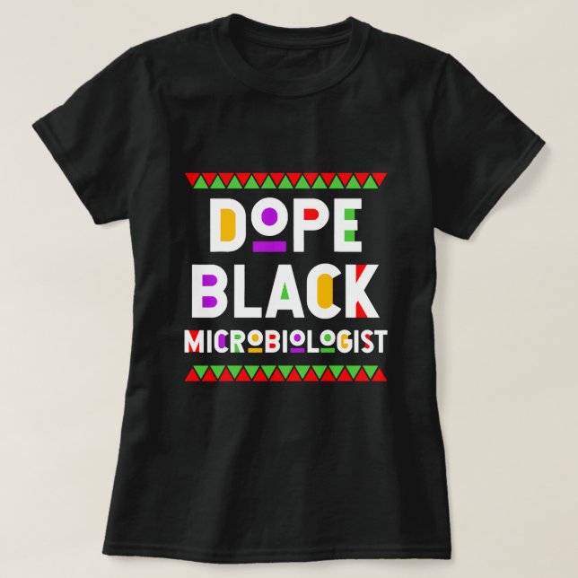 Camiseta Projeto Afro-Americano Pro, Microbiólogo Preto (Frente do Design)