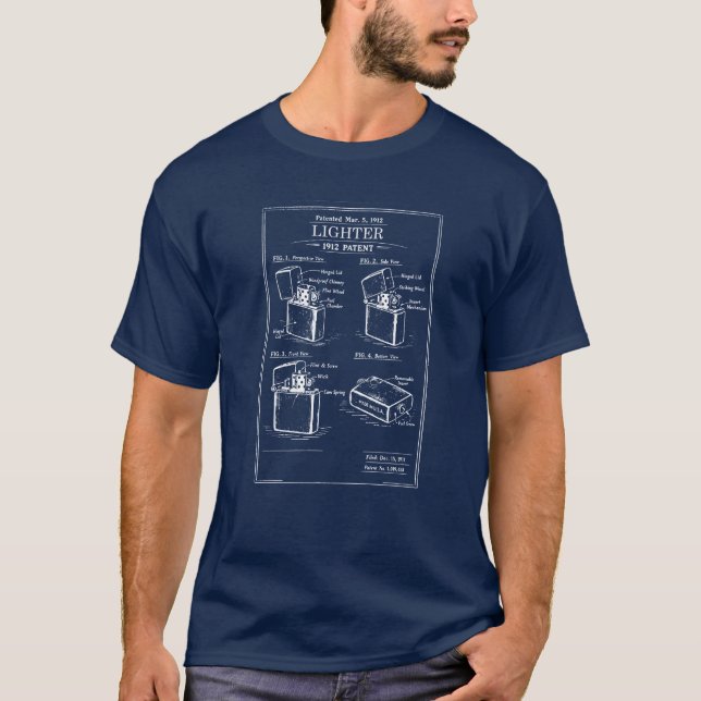 Camiseta Projeto de patente de isqueiro vintage (Frente)