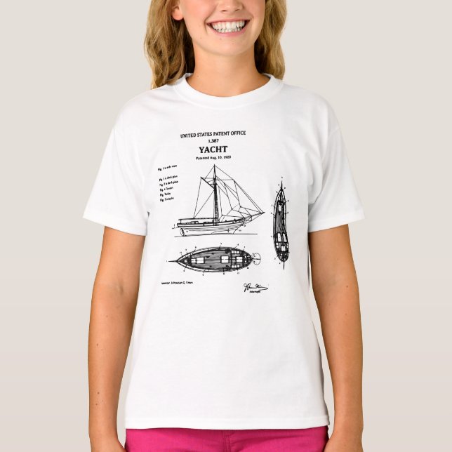 Camiseta Projeto de patente de plano de iate (Frente)