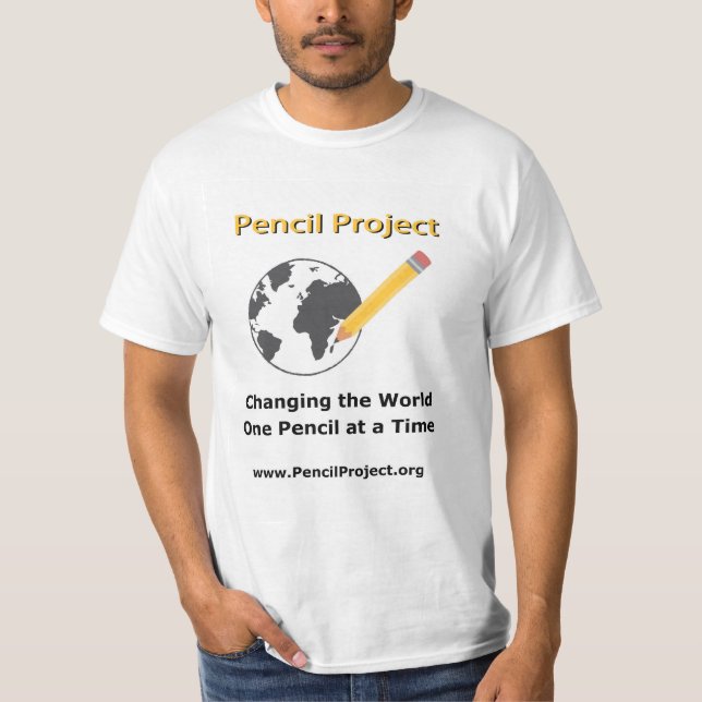 Camiseta Projeto do lápis - lápis para miúdos em África (Frente)