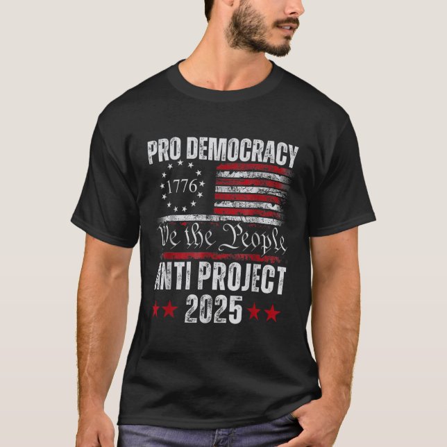 Camiseta Projeto Pro Democracy Anti Project 2025 Parar Proj (Frente)
