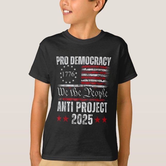 Camiseta Projeto Pro Democracy Anti Project 2025 Parar Proj (Frente)