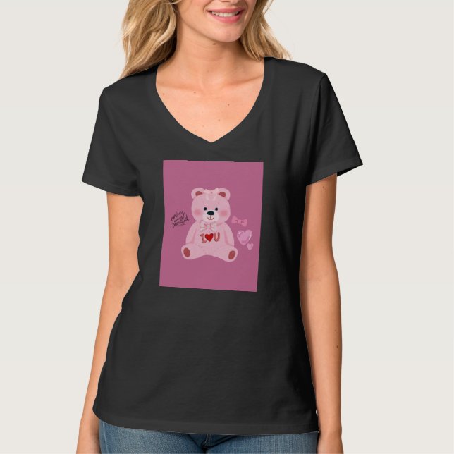 Camiseta Projetos de ursinho de pelúcia rosa (Frente)
