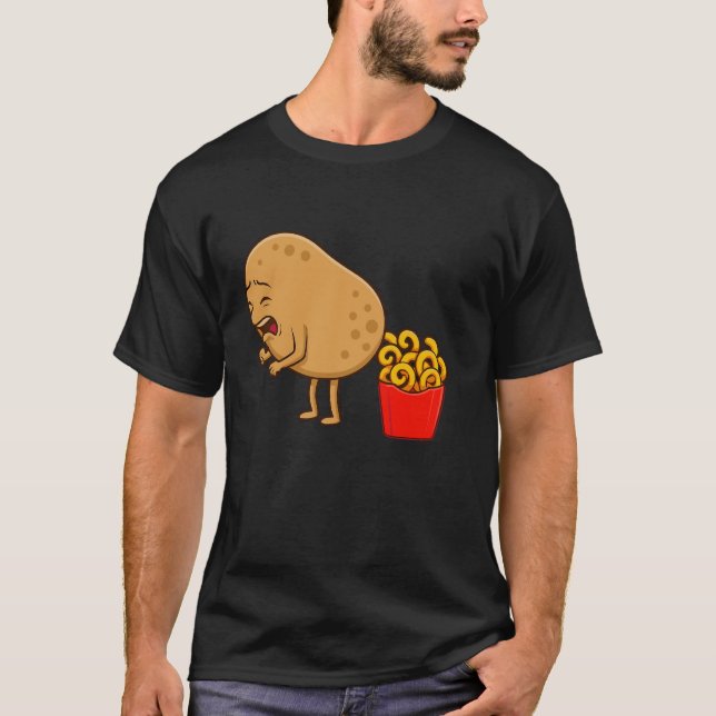 Camiseta Projetos Engraçados de Batata Frita Curly para Com (Frente)