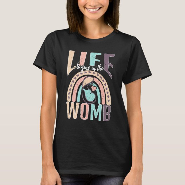 Camiseta Prolife For Women Men Life Begins In The Womb Cons (Frente)