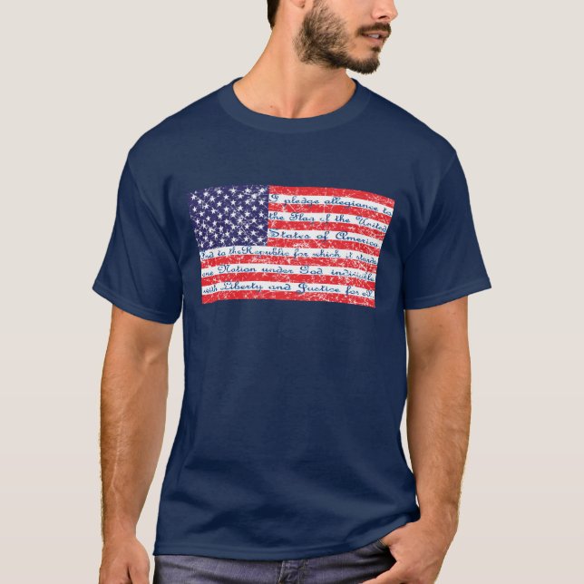 Camiseta Promessa de Alegação na bandeira americana (Frente)