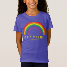 Camiseta Promessa de T-Shirt Roxo-Arco-Íris de Menina com S
