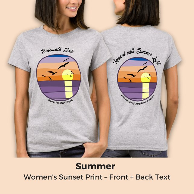 Camiseta Promo de eventos ou Impressão sunset feminino Func (Criador carregado)