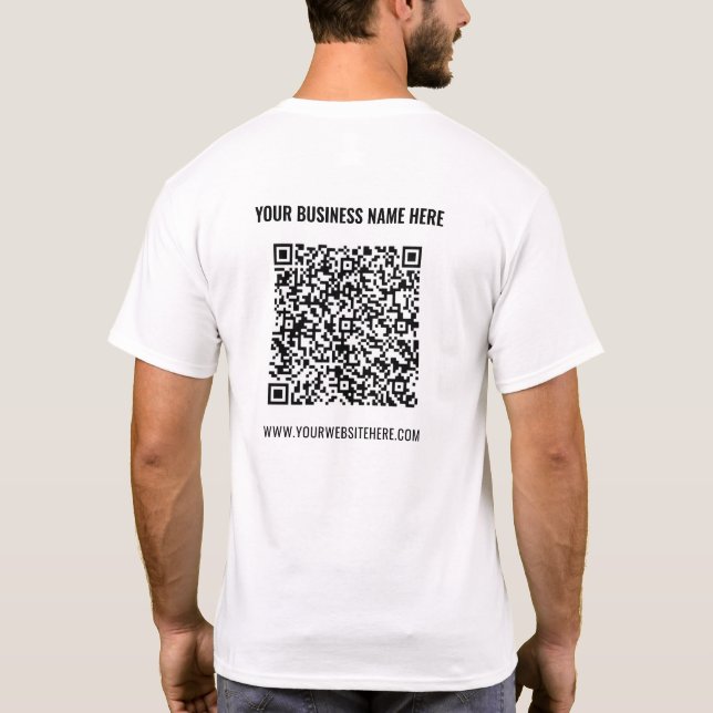 Camiseta Promocional T-Shirt Your QR Code Info Name Site (Verso)