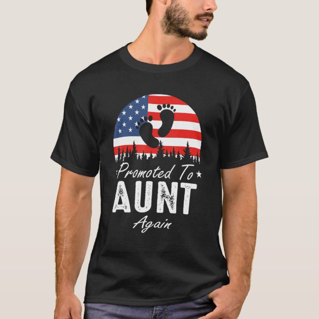Camiseta Promoted To Aunt Again 2024 US Flag Father's Day (Frente)