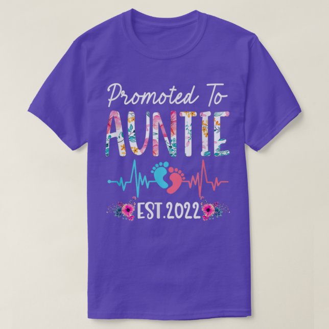 Camiseta Promoted To Auntie Est 2022 Funny Floral Mothers D (Frente do Design)