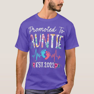 Camiseta Promoted To Auntie Est 2022 Funny Floral Mothers D