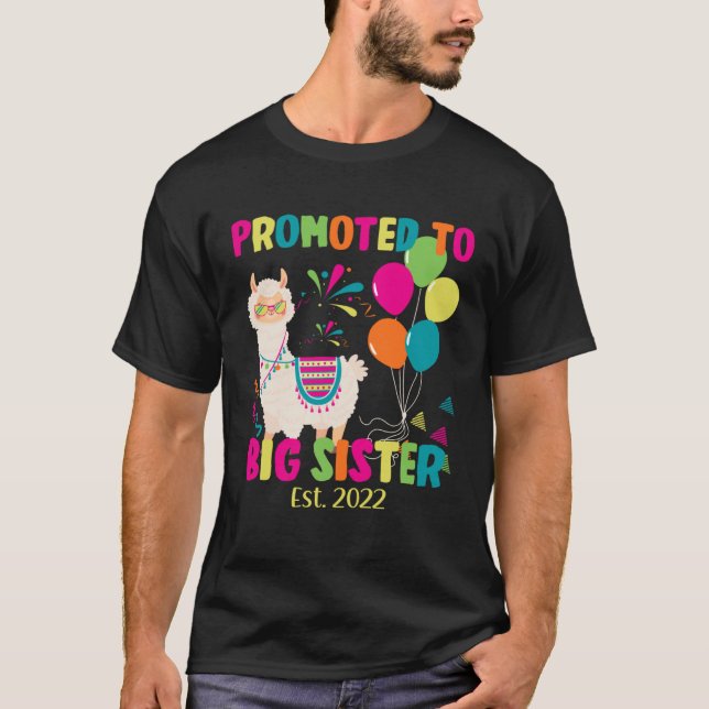 Camiseta Promoted To Big Sister 2022 Llama (Frente)