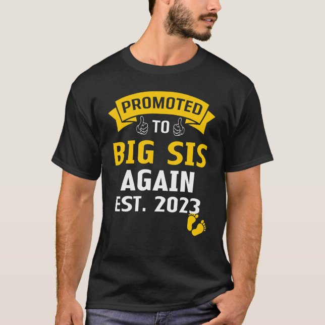 Camiseta Promoted To Big Sister Again 2023 Baby Announcemen (Frente)