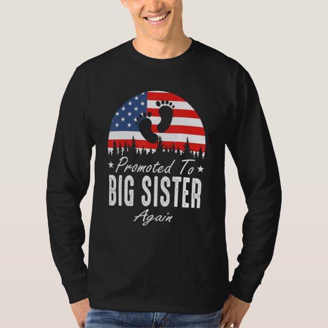 Camiseta Promoted To Big Sister Again 2024 US Flag Father's (Frente)