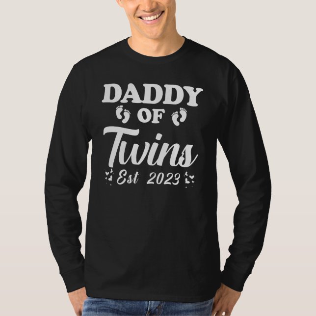 Camiseta Promoted to Daddy of Twins 2023 Pregnancy Announce (Frente)