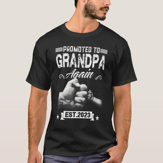 Camiseta Promoted To Grandpa Again Est 2023 Pregnancy Annou (Frente)
