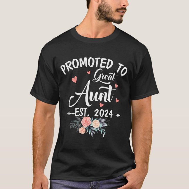 Camiseta Promoted To Great Aunt Est 2024 Soon To Be Aunt Fl (Frente)