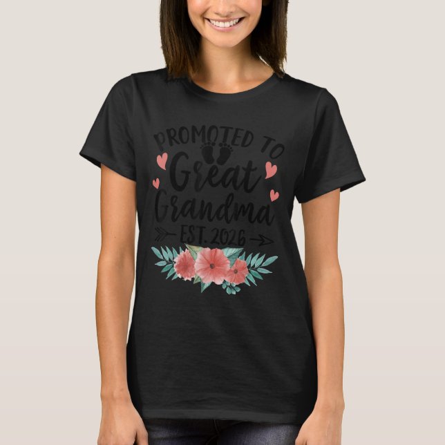 Camiseta Promoted To Great Grandma Est 2026 First Time New  (Frente)