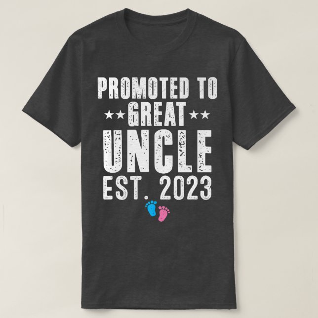 Camiseta Promoted To Great Uncle 2023 Pregnancy Reveal Pink (Frente do Design)