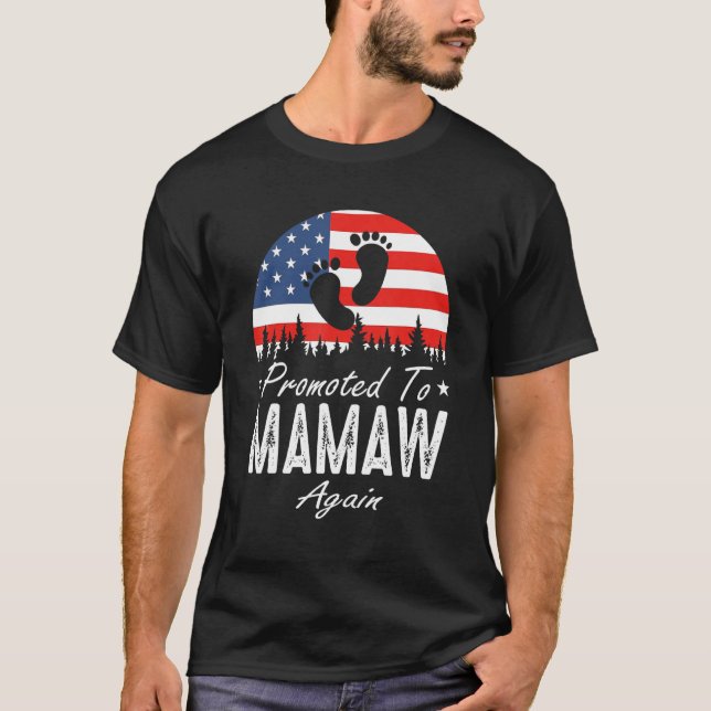 Camiseta Promoted To Mamaw Again 2024 US Flag Father's Day (Frente)