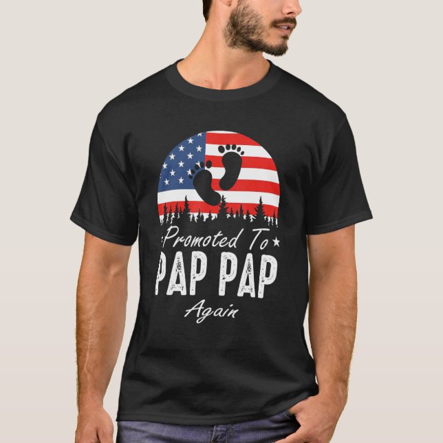 Camiseta Promoted To Pap Pap Again 2024 US Flag Father's Da (Frente)