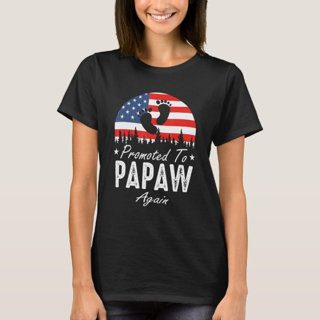 Camiseta Promoted To Papaw Again 2024 US Flag Father's Day (Frente)