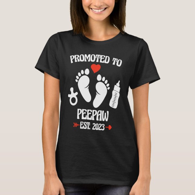 Camiseta Promoted To Peepaw 2023 First Time New Grandpa Pre (Frente)