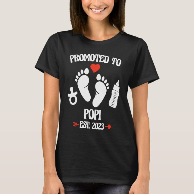 Camiseta Promoted To Popi 2023 First Time New Grandpa Pregn (Frente)