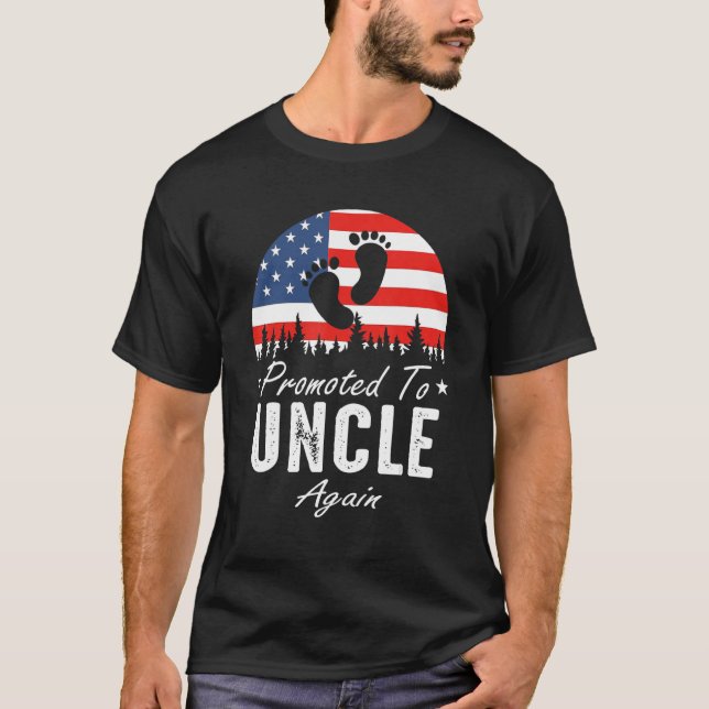 Camiseta Promoted To Uncle Again 2024 US Flag Father's Day (Frente)
