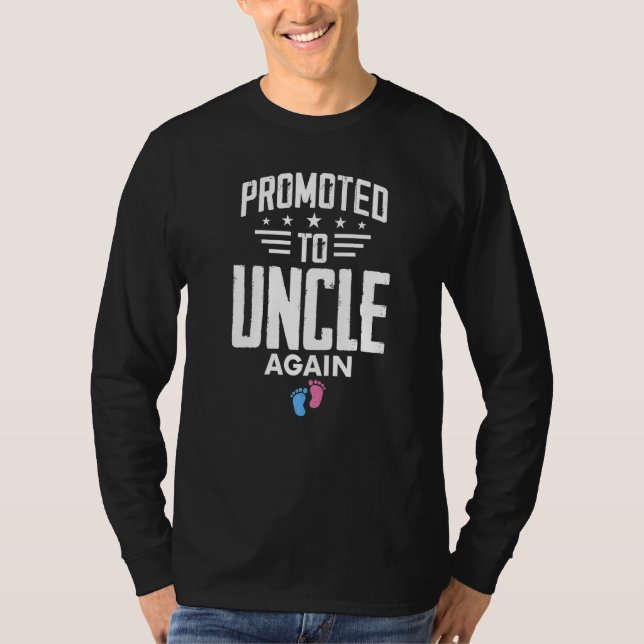 Camiseta Promoted To Uncle Again Pregnancy Reveal Pink Or B (Frente)