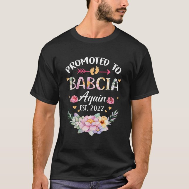 Camiseta Promovida A Babcia Novamente Em 2022, Avó Flor Ann (Frente)