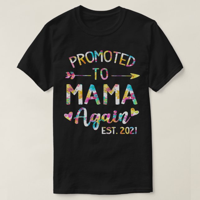Camiseta Promovida à mamãe novamente Mamãe de flores do ano (Frente do Design)