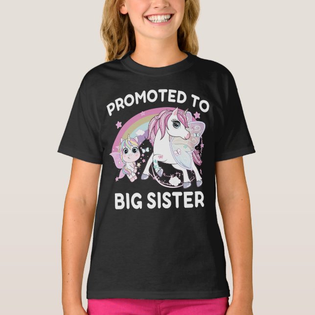 Camiseta Promovido à Big Sister Unicorn Engraçado (Frente)