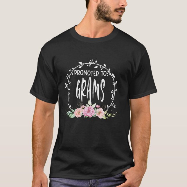 Camiseta Promovido A Grama de Gravidez da Flor Mo (Frente)