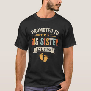 Camiseta Promovido À Irmã 2025 Retro Logo Para Ser Irmã