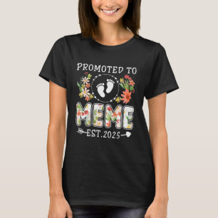 Camiseta Promovido a Meme 2025 Flor Primeira Vez Avó