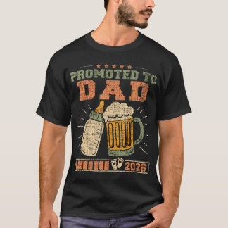 Camiseta Promovido a Papai 2026 Esperando Bebê Engraçado Em