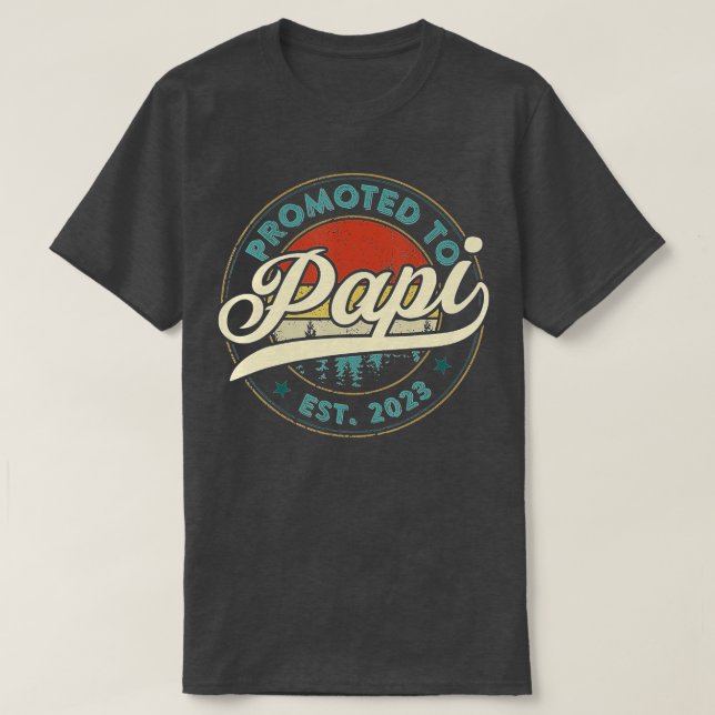 Camiseta Promovido a Papi Est 2023 Gift Wom Engraçado de Gr (Frente do Design)