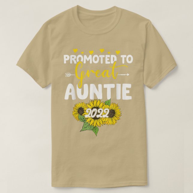 Camiseta Promovido À Tia Excelente 2022 Girassol (Frente do Design)