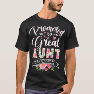 Camiseta Promovido à tia Excelente Est 2022 Funny Floral Fi