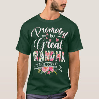 Camiseta Promovido à vovó Excelente Est 2023 Floral First T