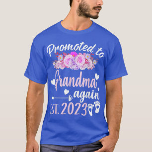Camiseta Promovido à vovó novamente presente de flores no a