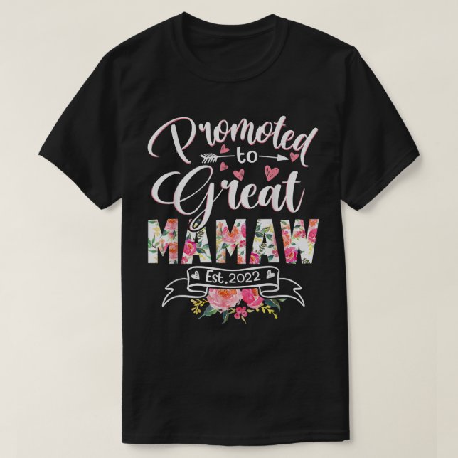 Camiseta Promovido ao Excelente Mamaw Est 2022 Floral pela  (Frente do Design)
