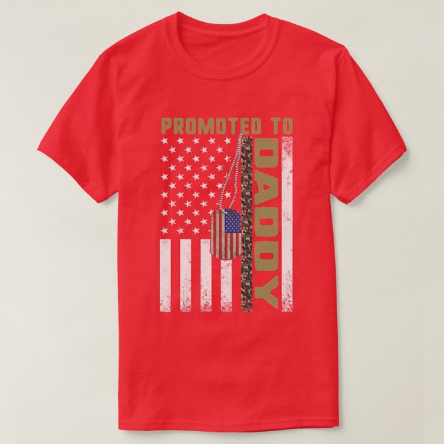 Camiseta Promovido ao Pai Americano Flag Camo Tiirt Padre (Frente do Design)