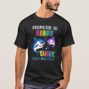 Camiseta Promovido ao Pai Shark 2023 First Time Pai Preg